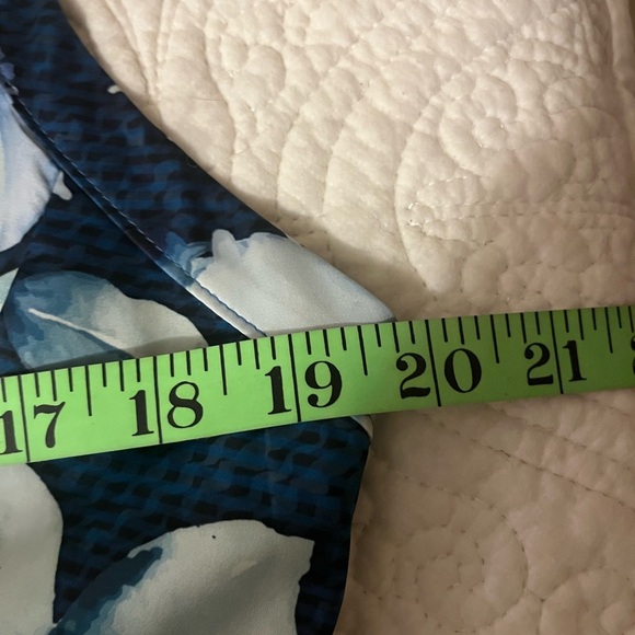 AVERIE AFINA DRAPED MIDI DRESS Teal Floral Asymmetric, Boning, size XL - Picture 12 of 12